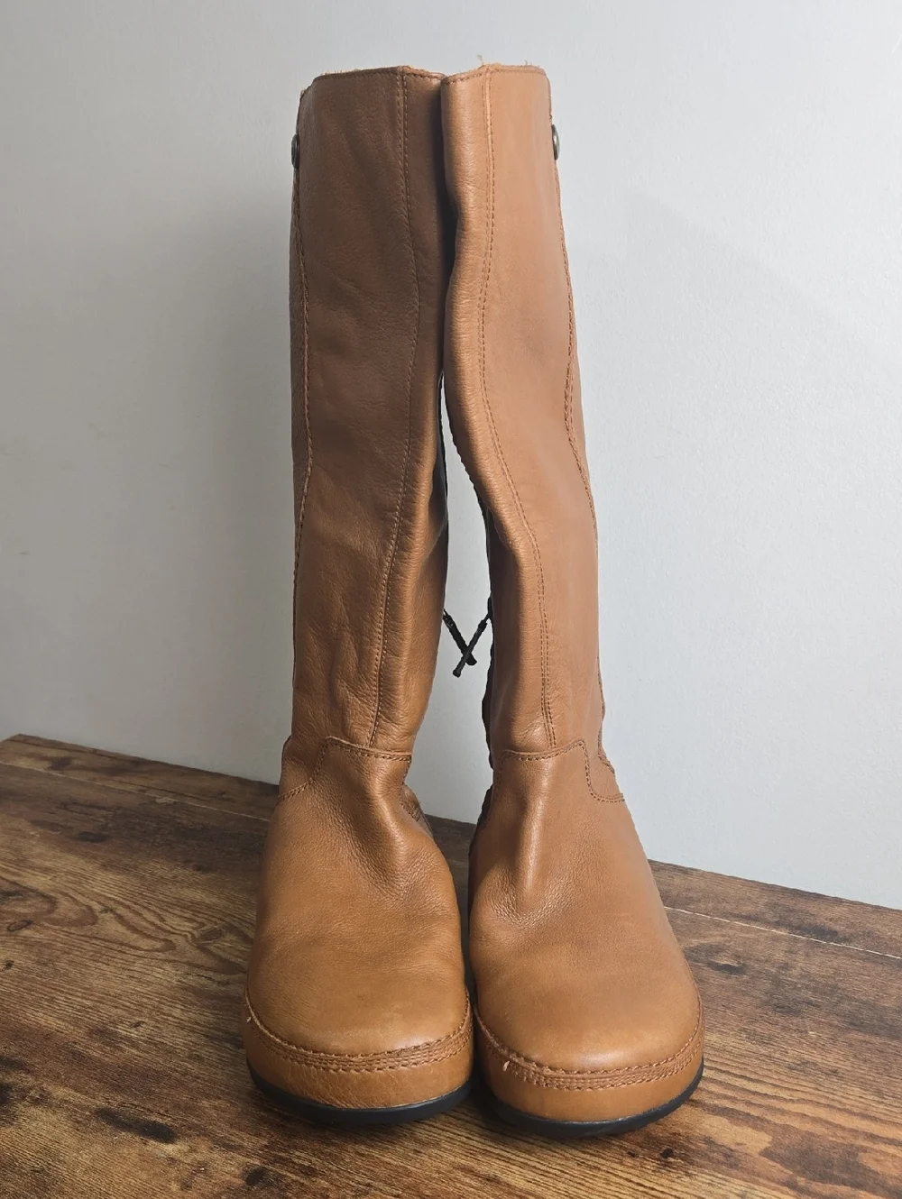 Fitflop Superboot Womens Carmel Tan Leather Boots Sz 10 Tall Knee High Euro Boho
